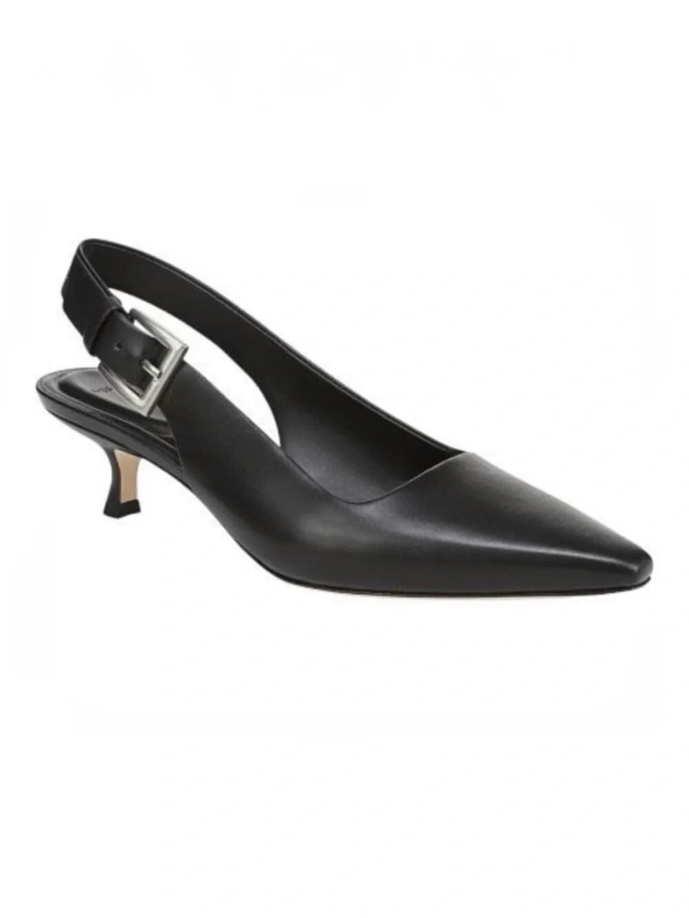Vince Shasta Women’s Black‎ Leather Kitten Heel Office Slingback Pump Size 6